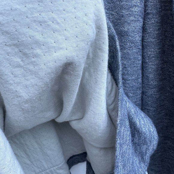 Vince Textured Double Knit Henley Heather Blue Cream Cotton Hoodie Size Large - Picture 13 of 16